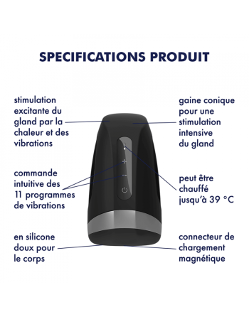 Masturbateur Satisfyer Men Heat Vibration - Noir et Argent