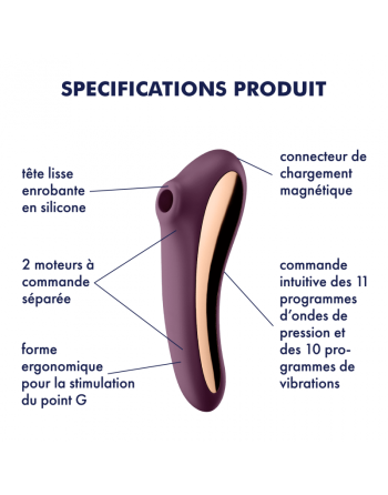 Stimulateur et Vibromasseur Satisfyer Dual Kiss - Mauve